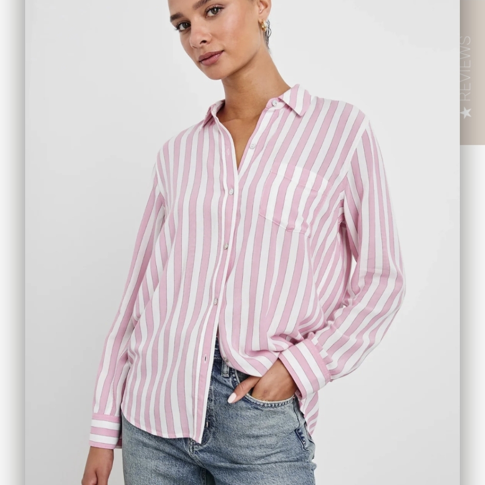 Rails Aly Garnet Red and White Striped Shirt Sz.S